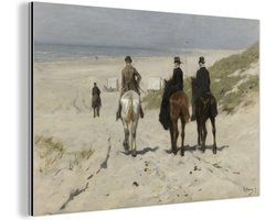 Aluminium schilderij 180x120 cm - Wanddecoratie metaal - Morgenrit langs het strand - Schilderij van Anton Mauve - Metalen muurdecoratie woonkamer - Decoratie industrieel - Foto op dibond - Industriële accessoires slaapkamer