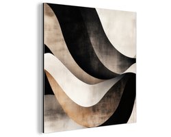Aluminium schilderij 20x20 cm - Wanddecoratie metaal - Abstract - Golven - Zwart - Verweerd - Metalen muurdecoratie woonkamer - Decoratie industrieel - Foto op dibond - Industriële accessoires slaapkamer