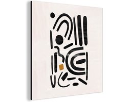 Aluminium schilderij 20x20 cm - Wanddecoratie metaal - Abstract - Kunst - Vormen - Zwart - Metalen muurdecoratie woonkamer - Decoratie industrieel - Foto op dibond - Industriële accessoires slaapkamer