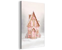 Aluminium schilderij 20x30 cm - Wanddecoratie metaal - Huisje - Suiker - Pastel - Metalen muurdecoratie woonkamer - Decoratie industrieel - Foto op dibond - Industriële accessoires slaapkamer