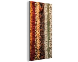 Aluminium schilderij 20x40 cm - Wanddecoratie metaal - Banen - Verticaal - Kruiden - Variatie - Metalen muurdecoratie woonkamer - Decoratie industrieel - Foto op dibond - Industriële accessoires slaapkamer
