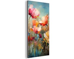 Aluminium schilderij 20x40 cm - Wanddecoratie metaal - Bloemen - Watercolor - Kunst - Botanisch - Natuur - Metalen muurdecoratie woonkamer - Decoratie industrieel - Foto op dibond - Industriële accessoires slaapkamer