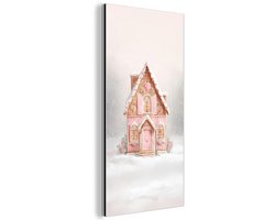 Aluminium schilderij 20x40 cm - Wanddecoratie metaal - Huisje - Suiker - Pastel - Metalen muurdecoratie woonkamer - Decoratie industrieel - Foto op dibond - Industriële accessoires slaapkamer