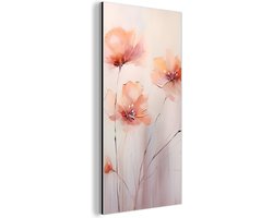 Aluminium schilderij 20x40 cm - Wanddecoratie metaal - Klaproos - Bloemen - Kunst - Abstract - Watercolor - Metalen muurdecoratie woonkamer - Decoratie industrieel - Foto op dibond - Industriële accessoires slaapkamer