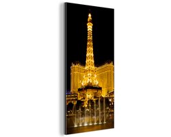 Aluminium schilderij 20x40 cm - Wanddecoratie metaal - Strip - Las Vegas - Nacht - Metalen muurdecoratie woonkamer - Decoratie industrieel - Foto op dibond - Industriële accessoires slaapkamer