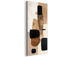 Aluminium schilderij 20x40 cm - Wanddecoratie metaal - Vlakken - Abstract - Zwart - Strepen - Metalen muurdecoratie woonkamer - Decoratie industrieel - Foto op dibond - Industriële accessoires slaapkamer