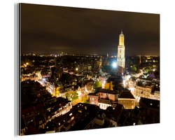 Aluminium schilderij 30x20 cm - Wanddecoratie metaal - Utrecht - Licht - Dom - Metalen muurdecoratie woonkamer - Decoratie industrieel - Foto op dibond - Industriële accessoires slaapkamer