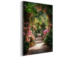 Aluminium schilderij 30x40 cm - Wanddecoratie metaal - Doorkijk - Tropisch - Bloemen - Natuur - Metalen muurdecoratie woonkamer - Decoratie industrieel - Foto op dibond - Industriële accessoires slaapkamer