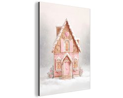 Aluminium schilderij 30x40 cm - Wanddecoratie metaal - Huisje - Suiker - Pastel - Metalen muurdecoratie woonkamer - Decoratie industrieel - Foto op dibond - Industriële accessoires slaapkamer