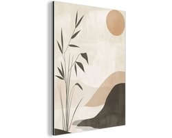 Aluminium schilderij 30x40 cm - Wanddecoratie metaal - Japandi - Landschap - Beige - Metalen muurdecoratie woonkamer - Decoratie industrieel - Foto op dibond - Industriële accessoires slaapkamer