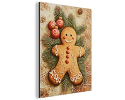 Aluminium schilderij 30x40 cm - Wanddecoratie metaal - Kerstmis - Koekje - Poppetje - Speculaas - Metalen muurdecoratie woonkamer - Decoratie industrieel - Foto op dibond - Industriële accessoires slaapkamer