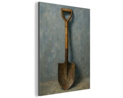 Aluminium schilderij 30x40 cm - Wanddecoratie metaal - Schep - Gereedschap - Schilderij - Metalen muurdecoratie woonkamer - Decoratie industrieel - Foto op dibond - Industriële accessoires slaapkamer