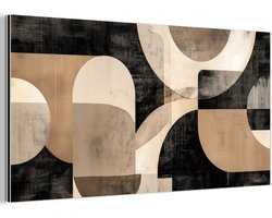 Aluminium schilderij 40x20 cm - Wanddecoratie metaal - Abstract - Vormen - Modern - Beige - Metalen muurdecoratie woonkamer - Decoratie industrieel - Foto op dibond - Industriële accessoires slaapkamer