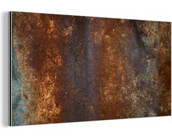 Aluminium schilderij 40x20 cm - Wanddecoratie metaal - Roest - Brons - Staal - Metalen muurdecoratie woonkamer - Decoratie industrieel - Foto op dibond - Industriële accessoires slaapkamer