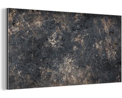Aluminium schilderij 40x20 cm - Wanddecoratie metaal - Zwart - Staal - Roest - Metalen muurdecoratie woonkamer - Decoratie industrieel - Foto op dibond - Industriële accessoires slaapkamer