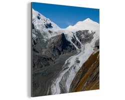 Aluminium schilderij 50x50 cm - Wanddecoratie metaal - De weg in Oostenrijkse Alpen bij de Großglockner Hochalpenstraße - Metalen muurdecoratie woonkamer - Decoratie industrieel - Foto op dibond - Industriële accessoires slaapkamer