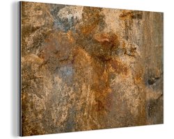 Aluminium schilderij 60x40 cm - Wanddecoratie metaal - Goud - Roest - Abstract - Metalen muurdecoratie woonkamer - Decoratie industrieel - Foto op dibond - Industriële accessoires slaapkamer