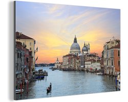 Aluminium schilderij 60x40 cm - Wanddecoratie metaal - Italie - Zonsondergang - Venetië - Metalen muurdecoratie woonkamer - Decoratie industrieel - Foto op dibond - Industriële accessoires slaapkamer