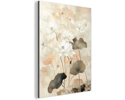 Aluminium schilderij 60x80 cm - Wanddecoratie metaal - Bloemen - Japandi - Wabi sabi - Metalen muurdecoratie woonkamer - Decoratie industrieel - Foto op dibond - Industriële accessoires slaapkamer