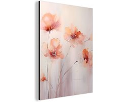 Aluminium schilderij 60x80 cm - Wanddecoratie metaal - Klaproos - Bloemen - Kunst - Abstract - Watercolor - Metalen muurdecoratie woonkamer - Decoratie industrieel - Foto op dibond - Industriële accessoires slaapkamer