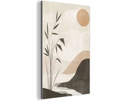 Aluminium schilderij 60x90 cm - Wanddecoratie metaal - Japandi - Landschap - Beige - Metalen muurdecoratie woonkamer - Decoratie industrieel - Foto op dibond - Industriële accessoires slaapkamer