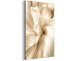 Aluminium schilderij 80x120 cm - Wanddecoratie metaal - Abstract - Beige - Bloemen - Natuur - Metalen muurdecoratie woonkamer - Decoratie industrieel - Foto op dibond - Industriële accessoires slaapkamer