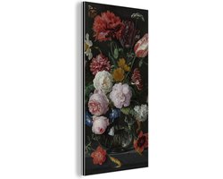 Aluminium schilderij 80x160 cm - Wanddecoratie metaal - Stilleven met bloemen in een glazen vaas - Schilderij van Jan Davidsz. de Heem - Metalen muurdecoratie woonkamer - Decoratie industrieel - Foto op dibond - Industriële accessoires slaapkamer