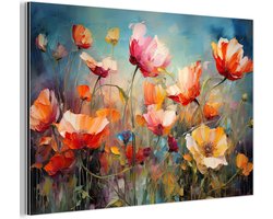 Aluminium schilderij 90x60 cm - Wanddecoratie metaal - Bloemen - Watercolor - Kunst - Botanisch - Natuur - Metalen muurdecoratie woonkamer - Decoratie industrieel - Foto op dibond - Industriële accessoires slaapkamer