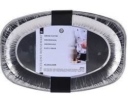 Aluminium serveerschalen - 2x - 43 x 29 cm - barbecue schalen - vleesschalen - wegwerp schalen
