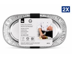 Aluminium serveerschalen 42.5x28.5 cm groot formaat - Voordeelverpakking van 2 Sets (4 Stuks Totaal) - Wegwerp Aluminium voor Oven Vriezer en BBQ