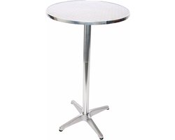 Aluminium statafel hoogteverstelbaar 70/110cm, Ø=60cm ~ inklapbaar, basis met betongieten
