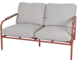 Aluminium tuinbank MCW-O11, 2-zits bank voor buiten, Olefin stof (205 g/m²) 125cm ~ terracotta bekleding beige