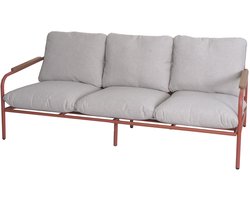 Aluminium tuinbank MCW-O11, 3-zitsbank voor buiten, stof Olefin (205 g/m²) 184cm ~ terracotta bekleding beige