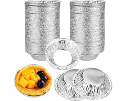 Aluminium Wegwerp Bakjes - Bakvormen - Wegwerpbakjes Rond 7cm (100 stuks) - Cakevorm rond, Cupcake Bakvorm, Taartvorm - Aluminium bakvorm voor bakkerijen, cafés, restaurants - duurzame wegwerp bakvorm voor taarten, fruittaarten