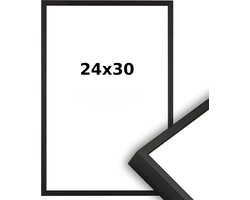 Aluminium Wissellijst 24x30 Zwart - Helder Glas - Professional
