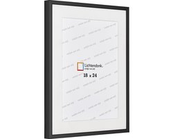 Aluminium Wissellijst Zwart met PASSE-PARTOUT – 18 x 24 Fotomaat – Lijstmaat 24x30 – Professional – Helder Acrylite