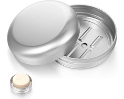 Aluminium Zeepblikjes Set van 2 - Waterdicht Metalen Zeepbakje Voor Reizen - Zeepbox Voor Thuis en Camping - Afdruiprooster - Scheerzeep & Vaste Shampoo