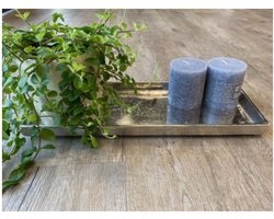 Aluminium zilveren plateau voor kaarsen - kaarsenplateau 41x16,5cm- woondecoratie (ex kaarsen en plant)