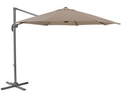 Aluminium Zweefparasol met Standaard en 360° Hefboomconstructie - Kantelbare Tuinparasol