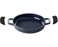 Alva Grillpan / Grillplaat Nori ø 28 cm + Gratis Leren Handvaten - geschikt voor alle warmtebronnen - geëmailleerde anti-aanbaklaag