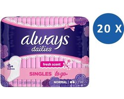 ALWAYS DAILIES SINGLES TO GO FRESH SCENT MAANDVERBAND 20 Stuks