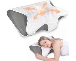 Alyze Anti snurk kussen hoes - 62 x 37 cm - Voor het Alyze kussen - Hoofdkussen - Ergonomisch - Slaap - Vlinder - Kussen - Wit