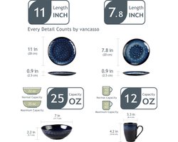 AM Products - serviesset 6 persoons - servies 32-delig - Porselein - Blauw