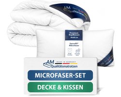 AM Qualitätsmatratzen Premium All-Season Dekbed 135x200 Set met Kussen 40x80 - Made in Germany - Allergievriendelijk Dekbed en Kussenset 135x200 met Microvezelvulling - OEKO-TEX gecertificeerd Beddengoed