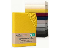 AM Qualitätsmatratzen Premium hoeslaken 80 x 180 cm boxspringbed (200gsm) in Geel - Made in Germany - OEKO TEX gecertificeerd topper hoeslaken - Jersey hoeslaken - Fitted Sheets