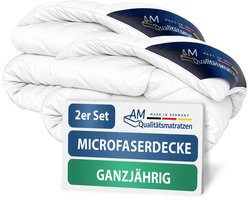 AM Qualitätsmatratzen Premium Microvezel All-Season Dekbed 135x200 2-delig Set - Made in Germany - Allergievriendelijk Dekbed 2-delig met Sensofill Vulling - OEKO-TEX gecertificeerd Duvet met 100% Katoenen Tijk