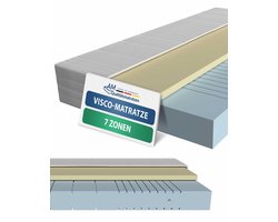 AM Qualitätsmatratzen - Traagschuim matras 160x200cm - Zacht (H2) - Hoogwaardig matras met 4cm traagschuim deklaag - 20cm hoogte - Made in Germany