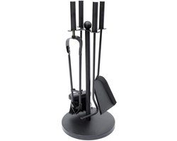 AMA® Openhaard Set - Haardset - Schoorsteen - met Houtdrager - Smeedijzer - Zwart - 10x12x48 cm