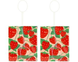 Amahogar Geurzakjes - 2x - Aardbei geur - in handig zakje - luchtverfrisser - 7 x 16 cm