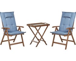 AMANTEA - Bistroset - Donkerhout/Blauw- Acaciahout